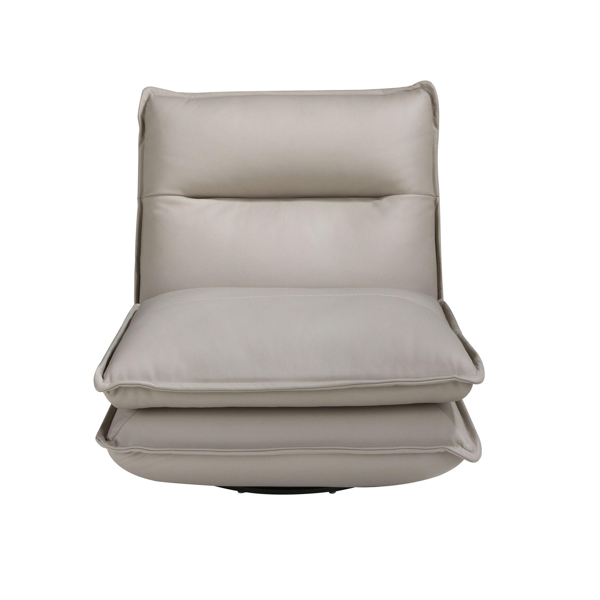DREHSESSEL aus taupegrauem Leder - Taupe/Graubraun, Leder/Metall (88/93/93cm) - ANGEL CERDA