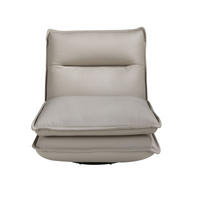 DREHSESSEL aus taupegrauem Leder - Taupe/Graubraun, Leder/Metall (88/93/93cm) - ANGEL CERDA