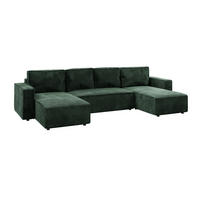 WOHNLANDSCHAFT BRIK XL 338x169 cm, Tannengrün Cord Poso, Schlaffunktion & Bettkasten - Dunkelgrün, Textil (338/85/169cm) - Excellent Home