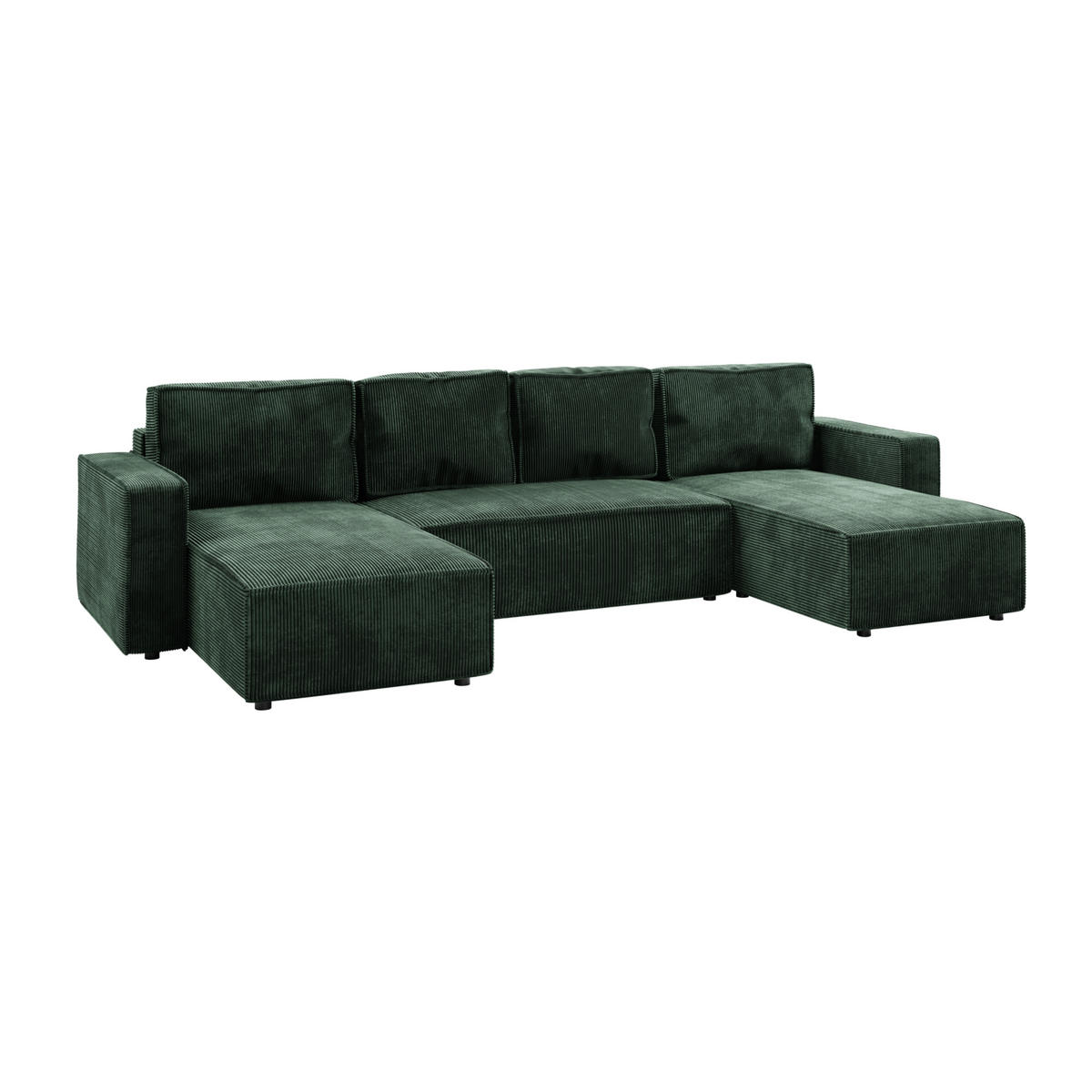 WOHNLANDSCHAFT BRIK XL 338x169 cm, Tannengrün Cord Poso, Schlaffunktion & Bettkasten - Dunkelgrün, Textil (338/85/169cm) - Excellent Home