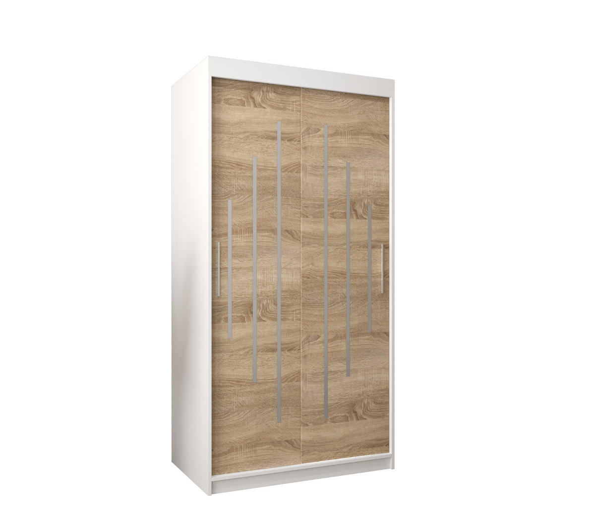 SCHWEBETÜRENSCHRANK 200/100/62 2-türig - Silberfarben/Weiß, Holz/Kunststoff (100/200/62cm) - Abiks Möbel