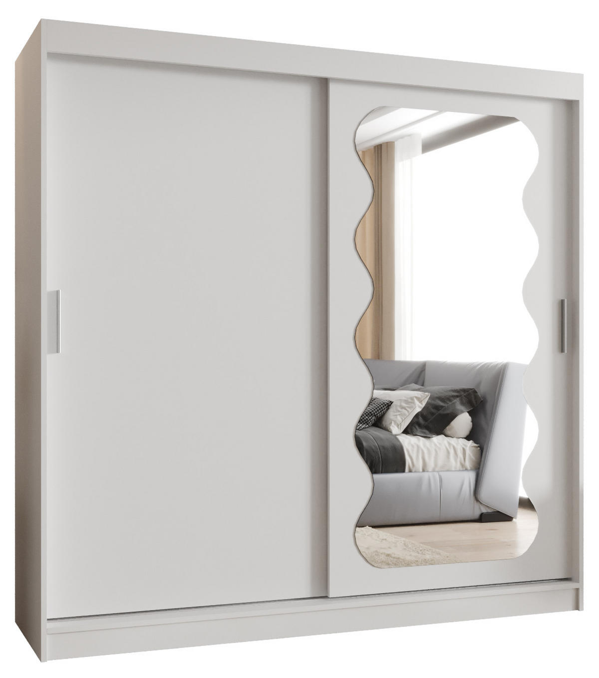 SCHWEBETÜRENSCHRANK 200/200/62 2-türig - Silberfarben/Weiß, Holz (200/200/62cm) - MÖBEL KRYSPOL