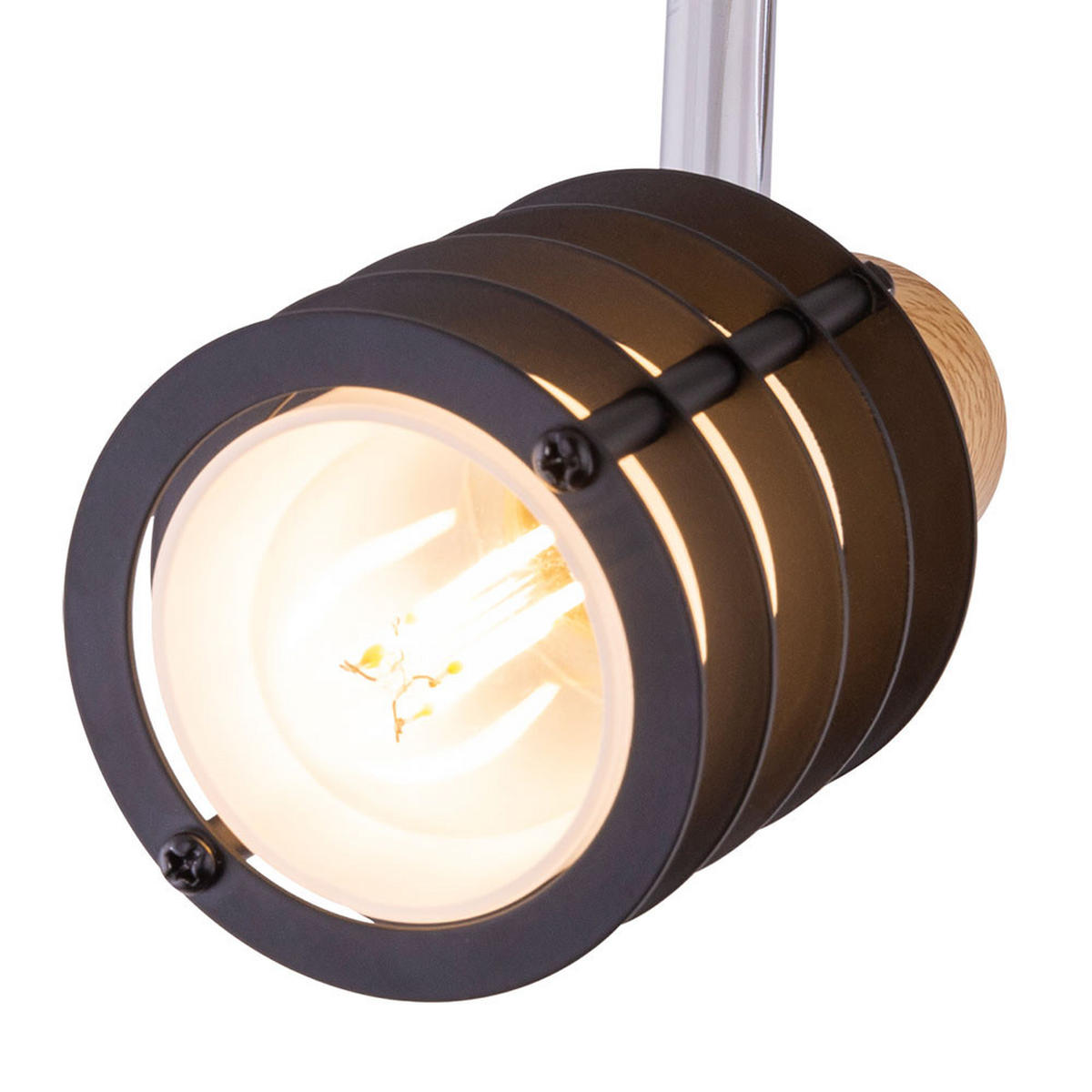 LED DECKENLEUCHTE Chrom Braun Holzoptik - Braun, Holz (28/10/14.5cm) - Globo Lighting