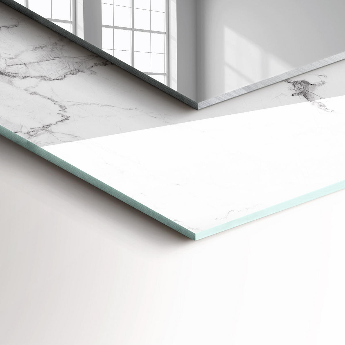 SPIEGEL 80 x 60 cm Rechteckig mit Aufdruck - Weiß, Glas (80/60/0.4cm) - TULUP