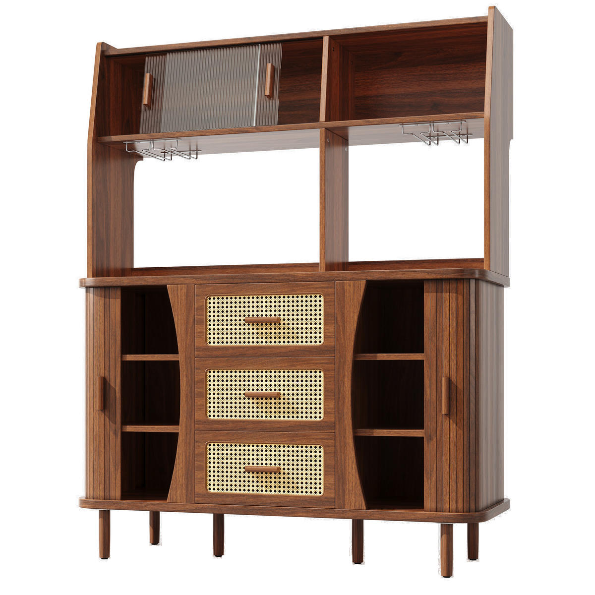 BUFFETSCHRANK Nussbaumfarben 140/40.5/174.5 cm - Walnussfarben, Holz (140/174.5/40.5cm) - PANGIVO