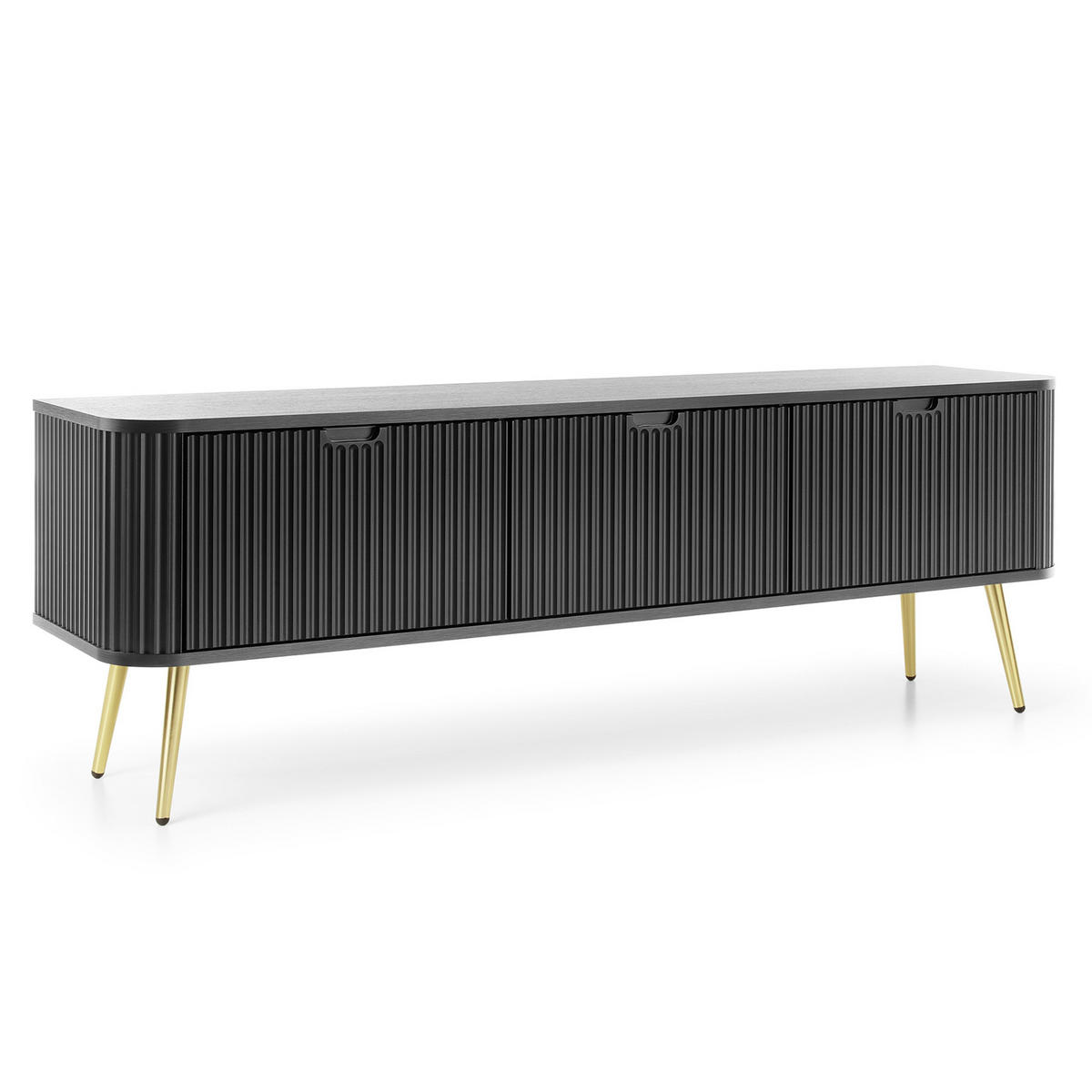 TV-SCHRANK Zova Schwarz, Goldene Beine, Tv-Tisch - Goldfarben/Schwarz, Holzwerkstoff/Metall (168/57/39cm) - Bettso