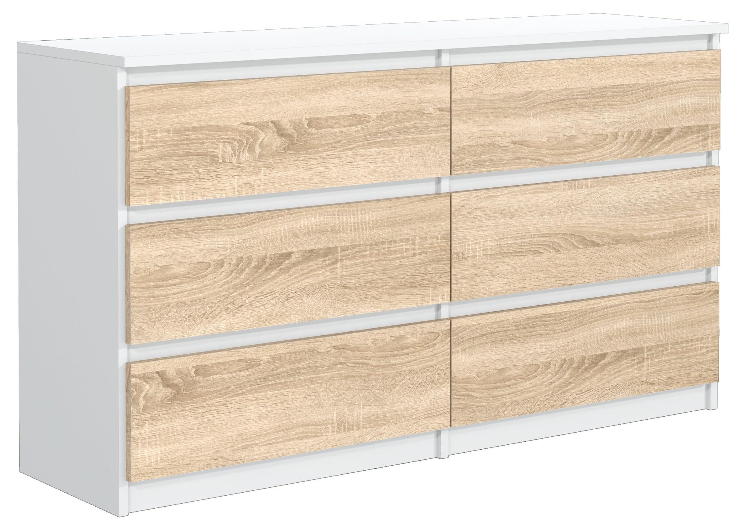 KOMMODE Weiß , Sonoma 120/79/39 - Weiß/Sonoma Eiche, Holzwerkstoff (120/79/39cm) - RAUMHIRSCH FURNITURE