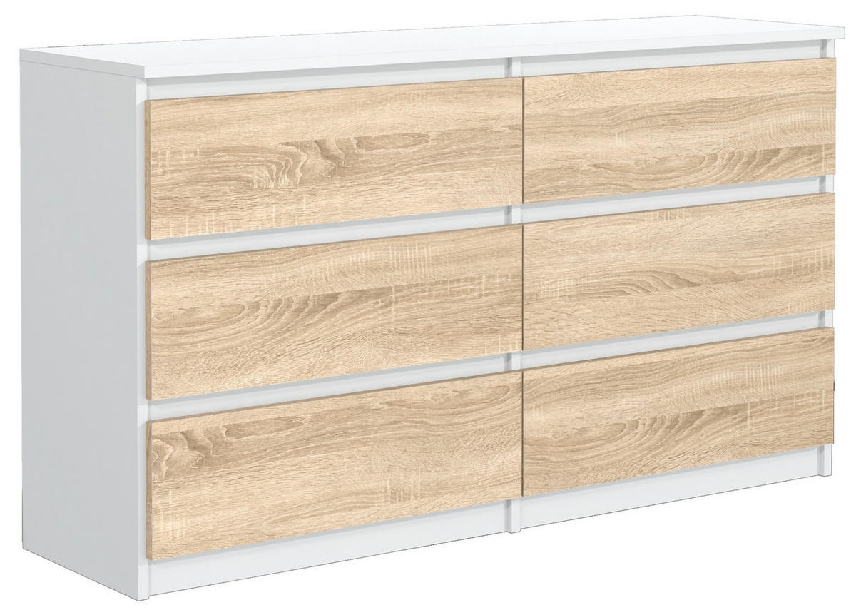 KOMMODE Weiß , Sonoma 120/79/39 - Weiß/Sonoma Eiche, Holzwerkstoff (120/79/39cm) - RAUMHIRSCH FURNITURE