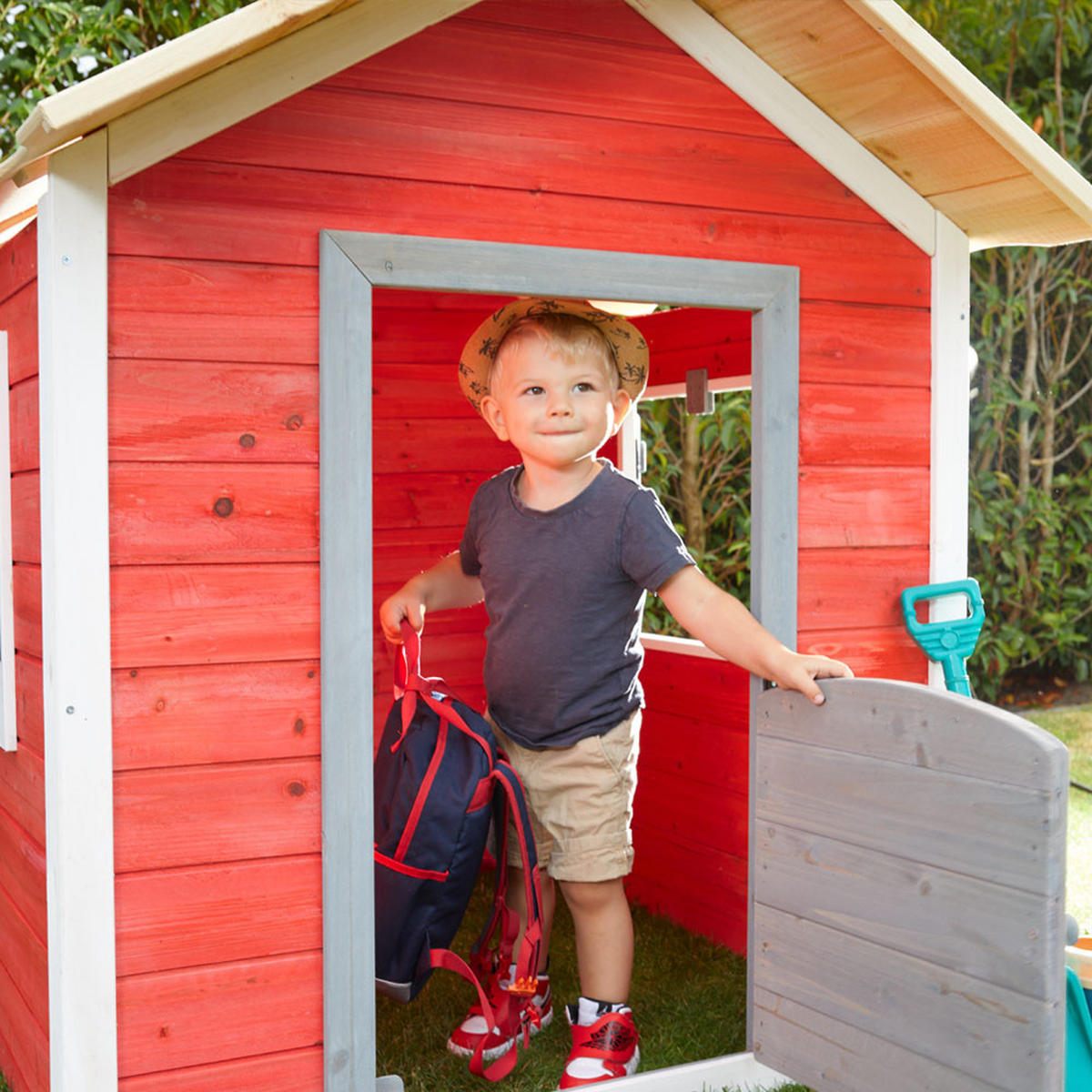 SPIELHAUS DAS KLEINE SCHLOSS - Rot, Holz (101/128/106cm) - Home Deluxe