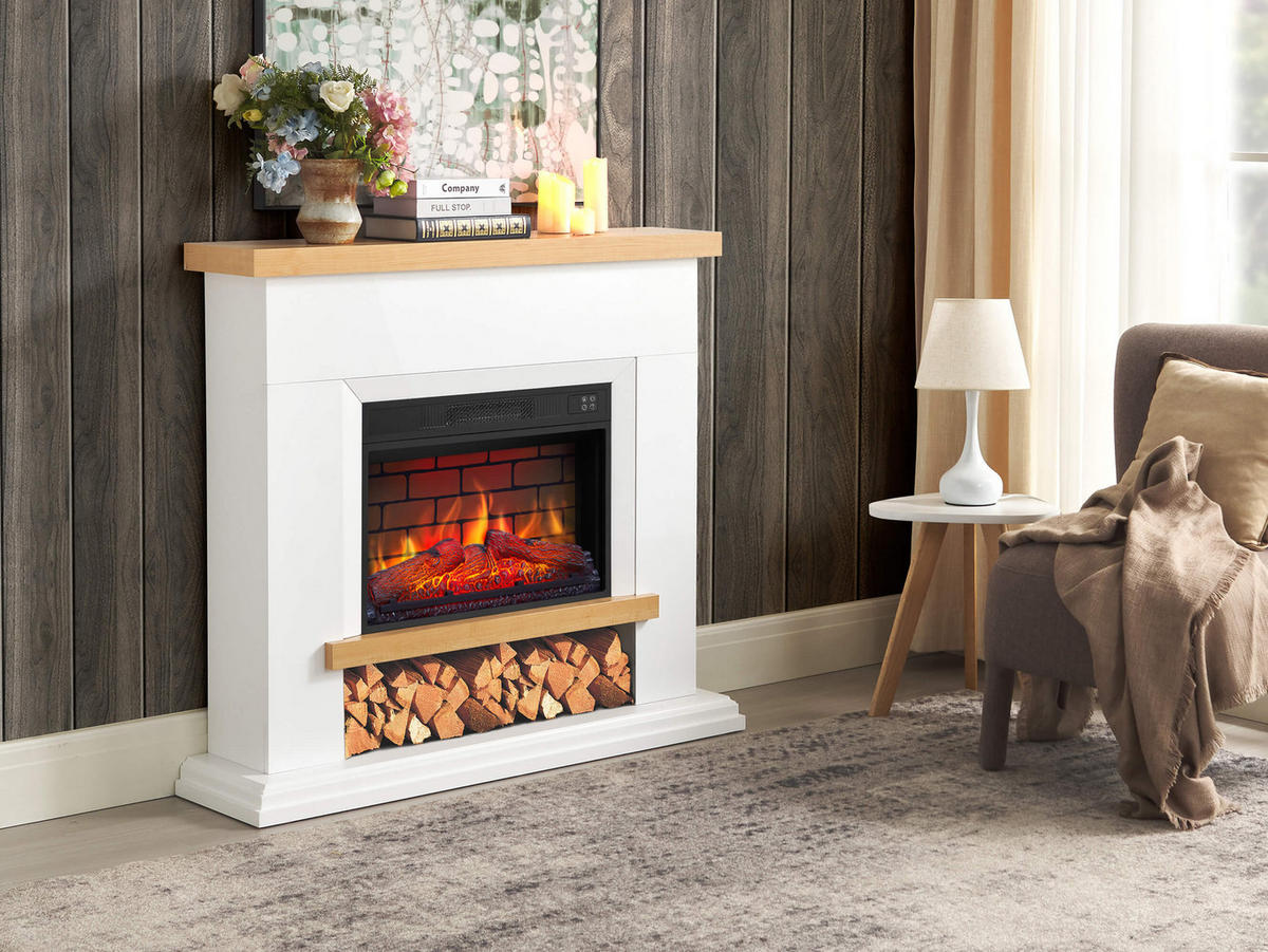 ELEKTROKAMIN Shelford AF23BS Weiß – Breite 96 cm, 3D-Flammeneffekt, LED-Beleuchtung, Heizfunktion - Weiß, Glas/Holzwerkstoff (114/104/31cm) - ArtiFlame