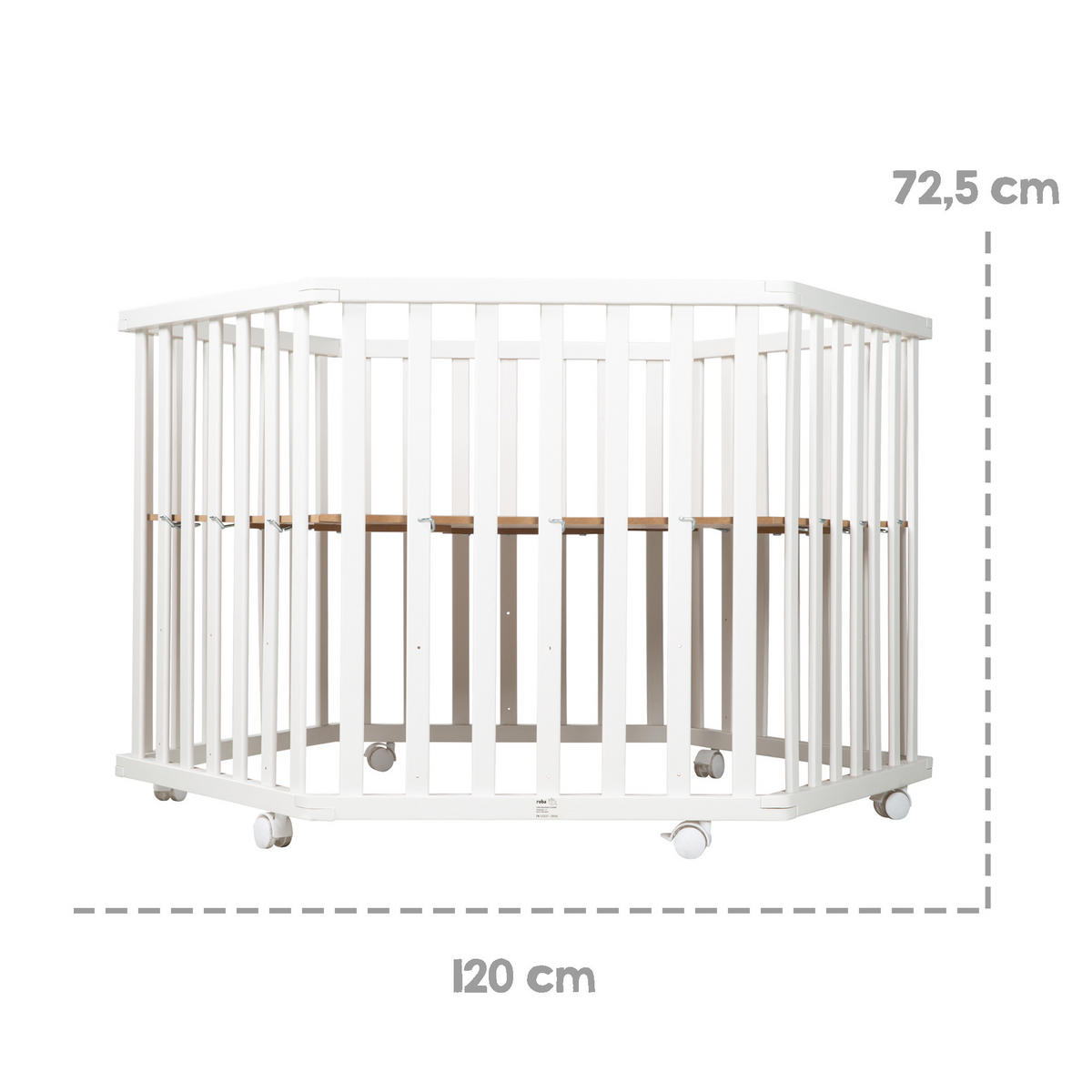 LAUFGITTER 6-eckig, Little Stars - Weiß, Holzwerkstoff (118.5/72.5/103.5cm) - Roba