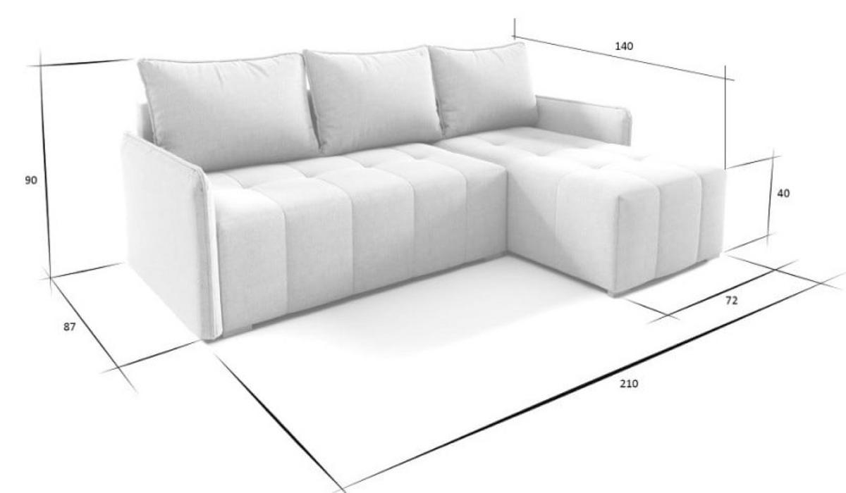 ECKSOFA Granatowy GREND Rechts - Multicolor, Textil (210/140cm) - Sepro Meble