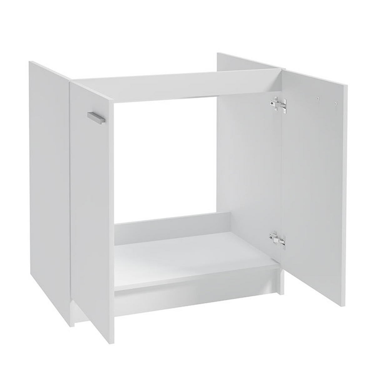 SPÜLUNTERSCHRANK 80cm mit Spüle + Armatur weiß - Weiß, Holzwerkstoff (80/82/50cm) - Stamar