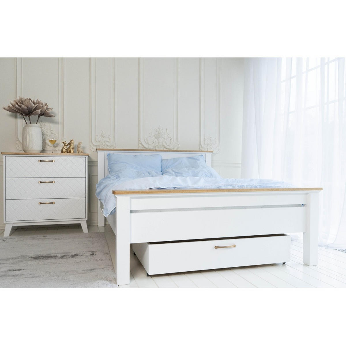 BETT 100x200 cm - Weiß/Naturfarben, Holz (100/200cm) - MSL wooden furniture