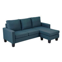 SOFA 3-Sitzer, Blau - Blau, Textil (128/85/192cm) - Oviala