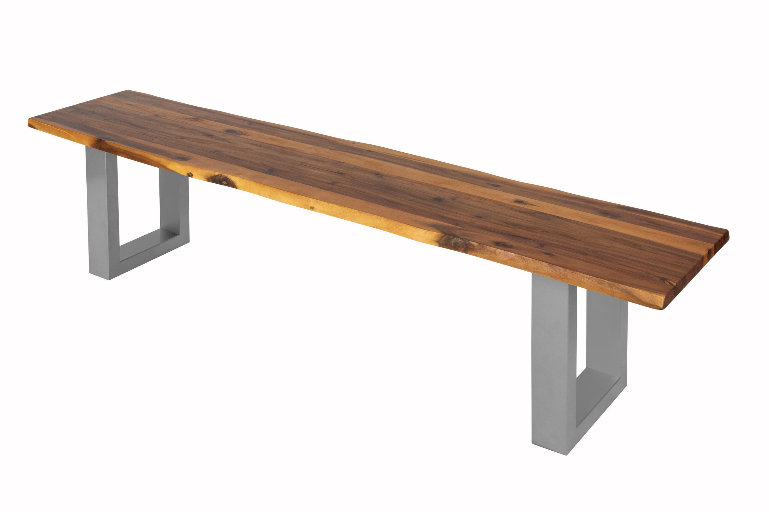 SITZBANK ESRA - Cognac/Silberfarben, Holz/Metall (200/45/40cm) - SAM