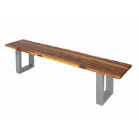 SITZBANK ESRA - Cognac/Silberfarben, Holz/Metall (180/45/42cm) - SAM