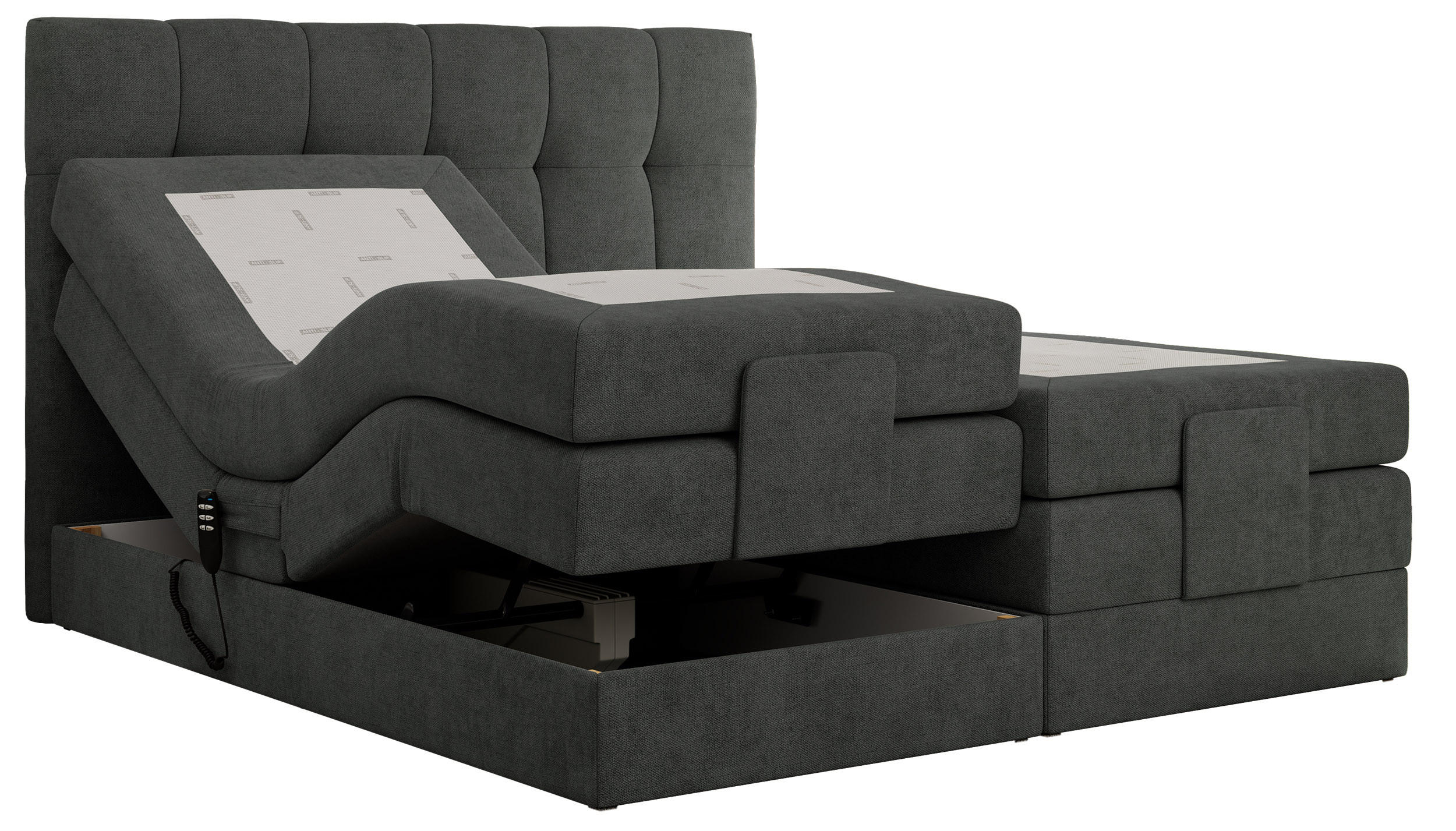 BOXBETT VITTORIA 140/200 - Dunkelgrau Struktur - H3 - Dunkelgrau, Holz/Textil (140/200cm) - MKS