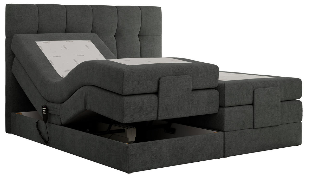 BOXBETT VITTORIA 180/200 - Dunkelgrau Struktur - H4 - Dunkelgrau, Holz/Textil (180/200cm) - MKS
