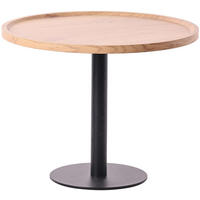 BEISTELLTISCH rund 60 cm Holz Natura - Eukalyptusholzfarben/Schwarz, Holz/Metall (60/60/46cm) - CLP