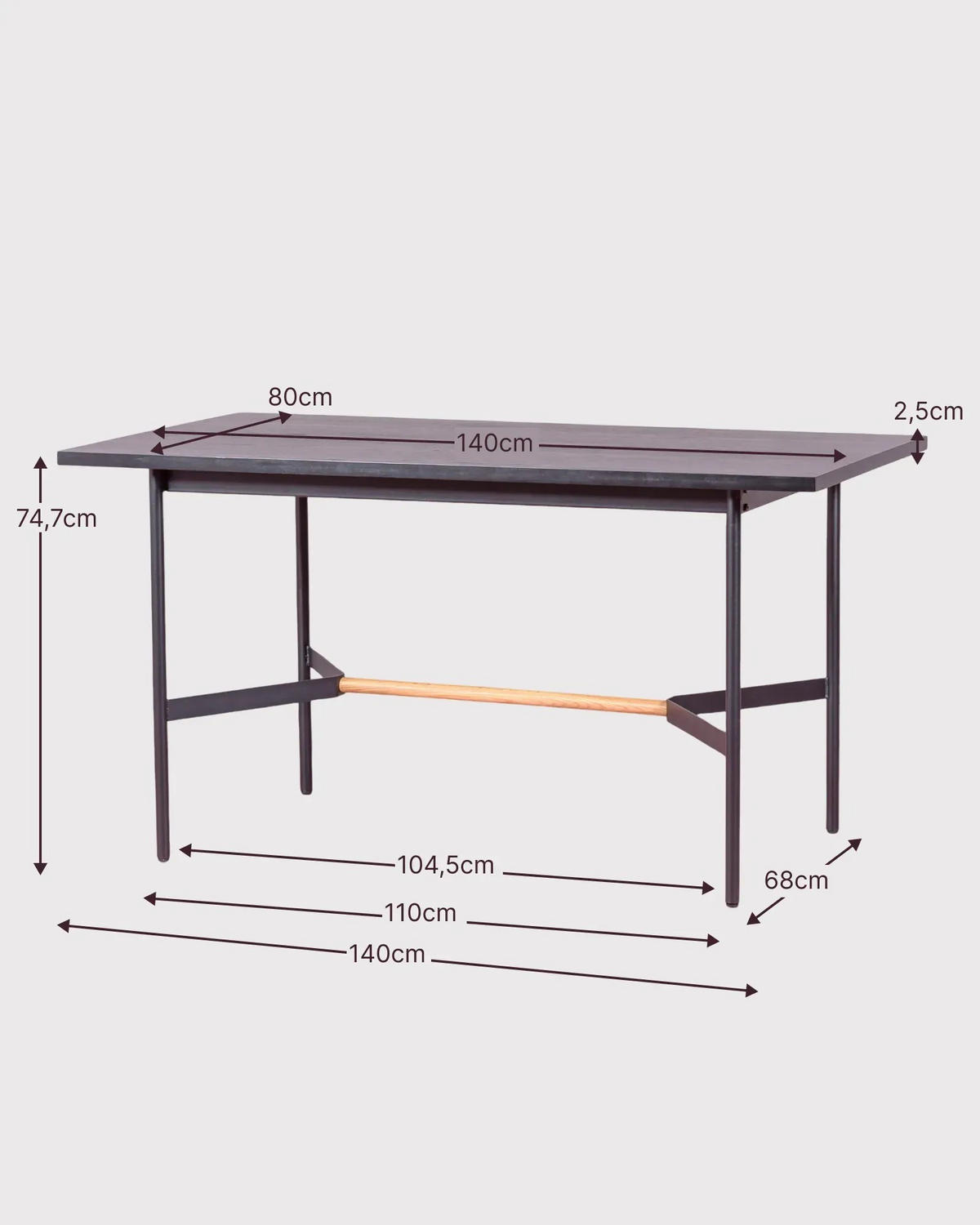 ESSTISCH Rechteckig Schwarz 80/140/75 cm - Schwarz, Holz (80/140/75cm) - Nest Dream