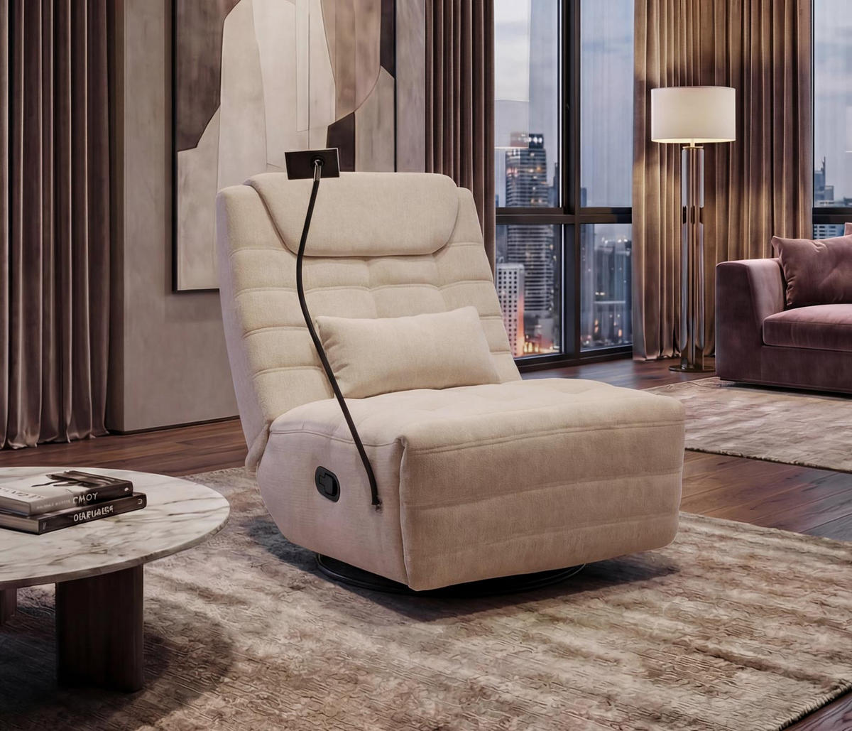 RELAXSESSEL Cremeweiß - Creme, Textil (82/96/163cm) - MCW