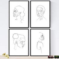 POSTER Set mit 4 Frau steht A3 Schwarzer Rahmen - Schwarz, Papier (29.7/3cm) - Nacnic