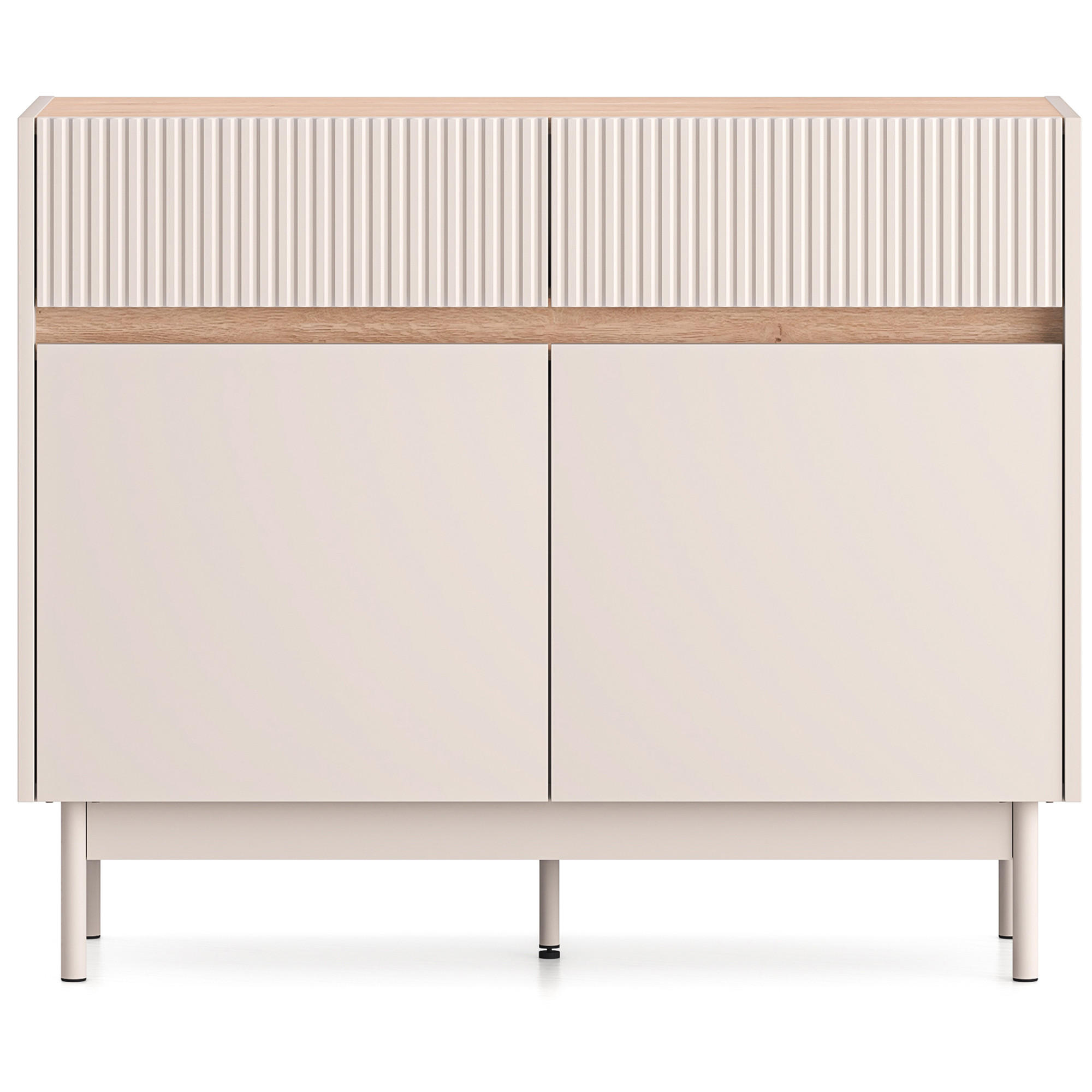 KOMMODE NALIA, Creme/Eiche - Eichefarben/Creme, Holzwerkstoff/Metall (104/85/40cm) - KONSIMO®