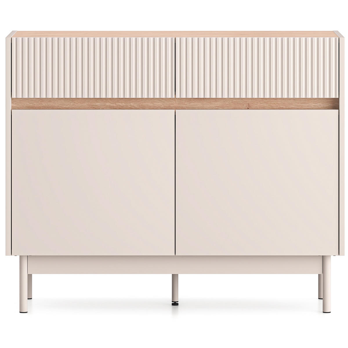 KOMMODE NALIA, Creme/Eiche - Eichefarben/Creme, Holzwerkstoff/Metall (104/85/40cm) - KONSIMO®