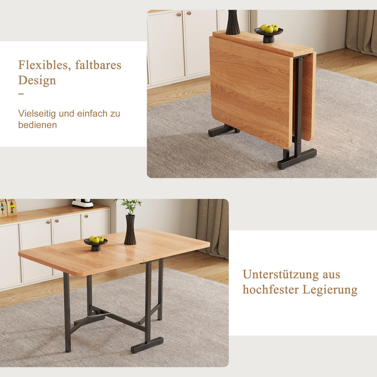 ESSTISCH 120/80 cm in Eichefarben aus MDF, ausziehbar und klappbar - Eichefarben, Holzwerkstoff (120/80/75cm) - Flora Grace