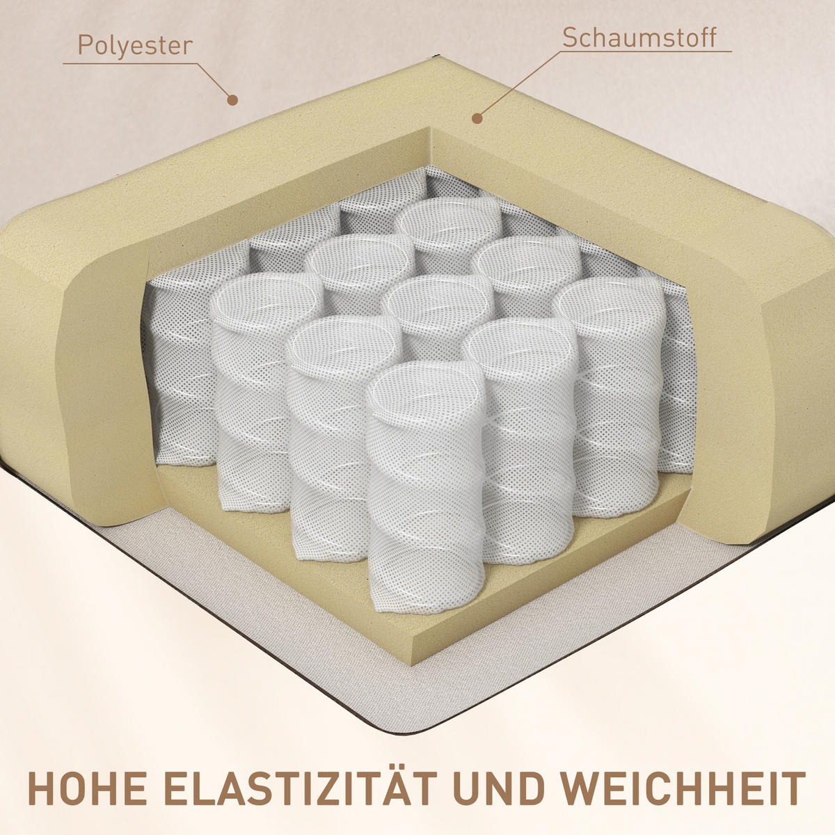 RELAXSESSEL, Mikrofaser - Beige, Metall (93/105/77cm) - HOMCOM