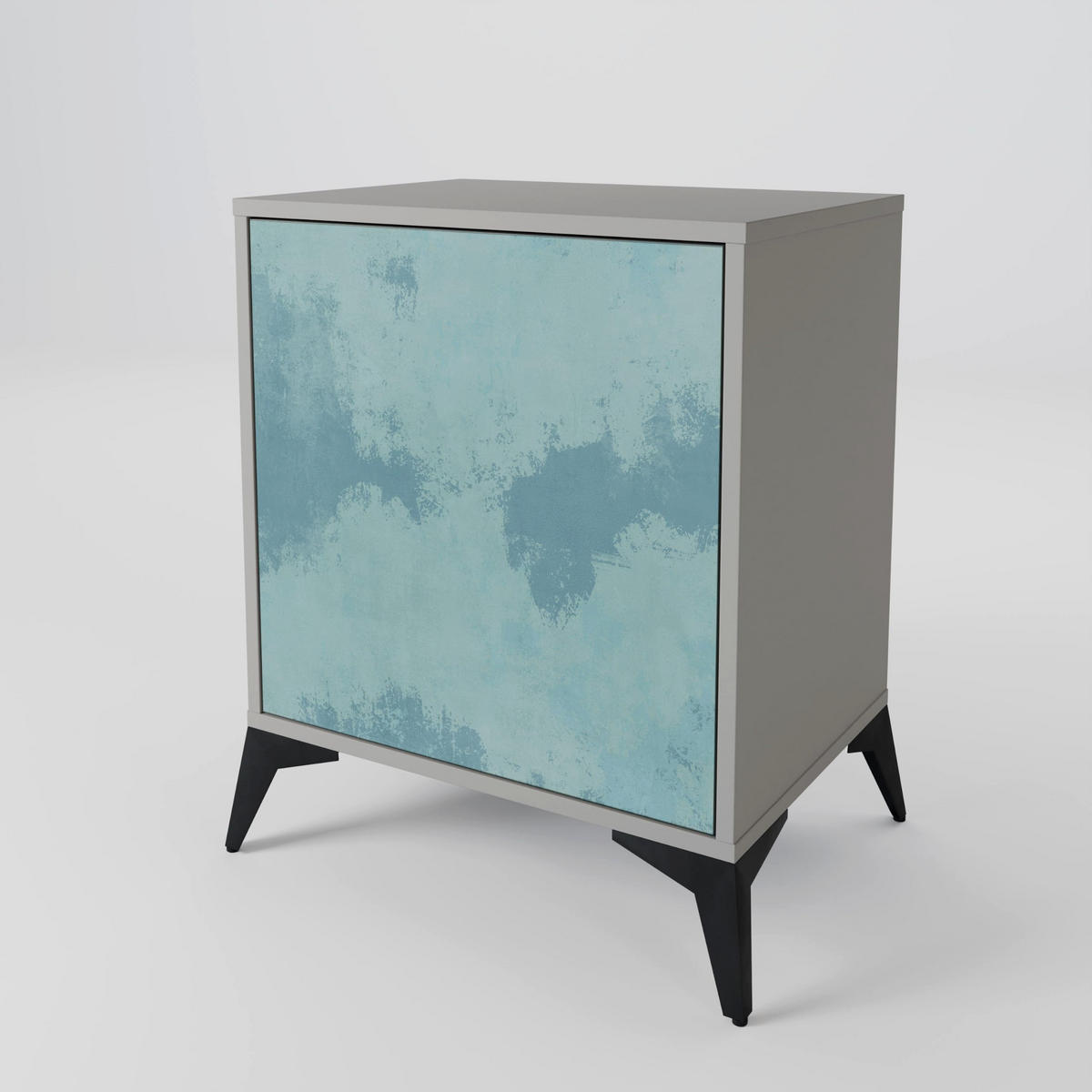 SIDEBOARD SKY WASH, Grau, 57,5x42x75,5 cm, Goldfarbene Metallfüße - Goldfarben/Multicolor, Holzwerkstoff/Metall (57.5/75.5/42cm) - SpaceRebels