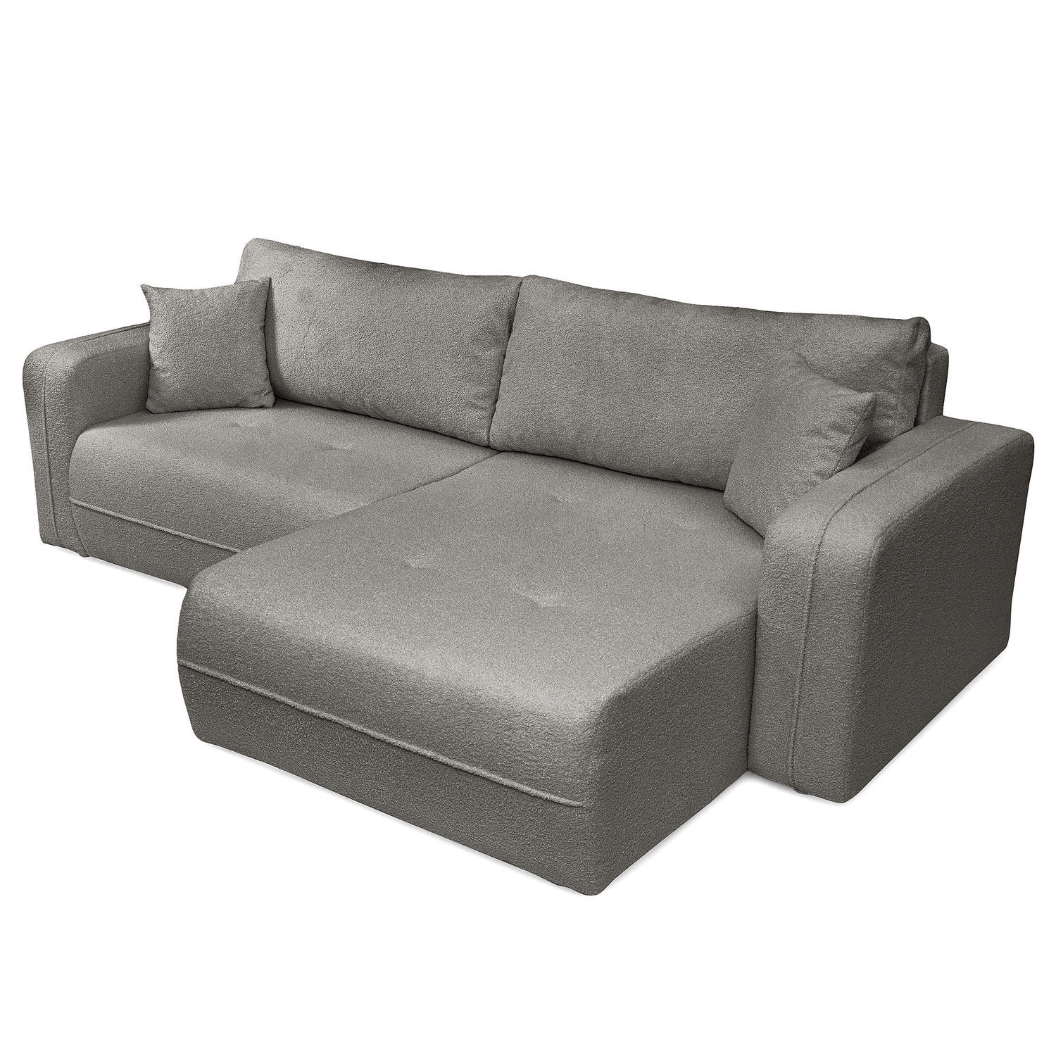 ECKSOFA mit Schlaffunktion - 244 cm - Dunkelgrau/Schwarz, Kunststoff/Textil (244/145cm) - home24
