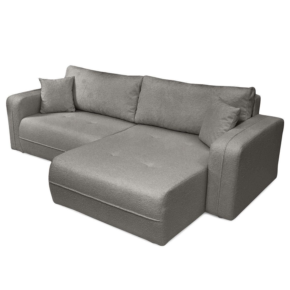ECKSOFA mit Schlaffunktion - 244 cm - Dunkelgrau/Schwarz, Kunststoff/Textil (244/145cm) - home24