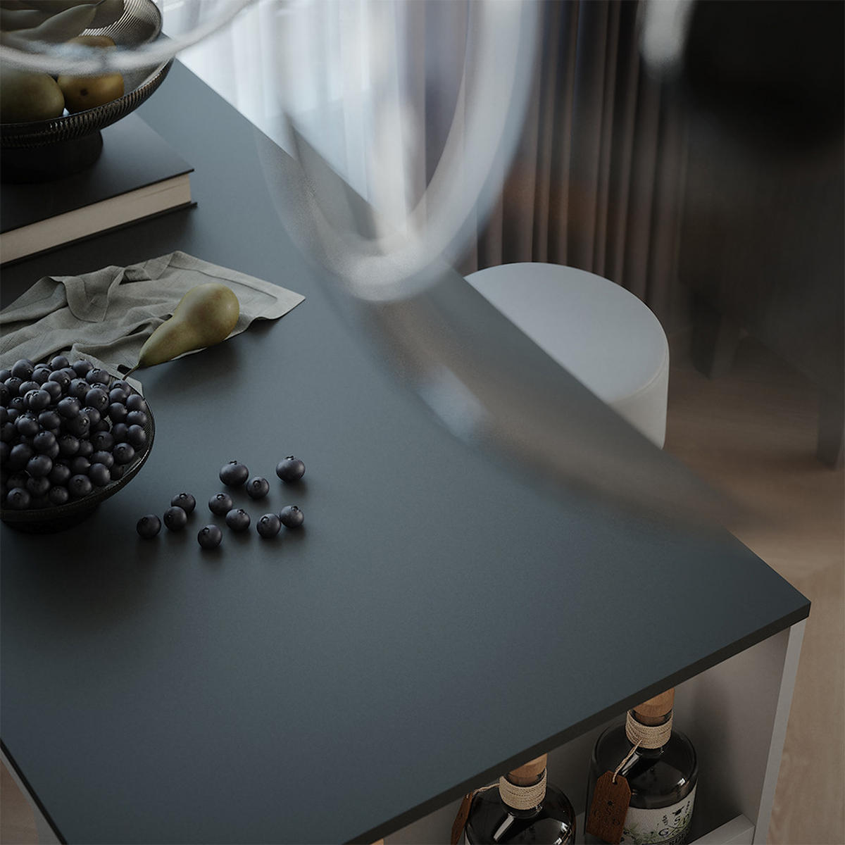 STOJACÍ BAROVÝ STŮL SE ŽIDLEMI Repose Bílá/antracitová - bílá, kompozitní dřevo (117/57/106cm) - Vicco