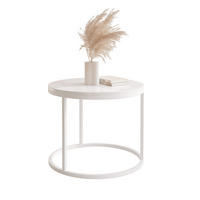 COUCHTISCH 50 cm rund Weiß Hochglanz, Weiß Gestell - Weiß Hochglanz, Holzwerkstoff (50/50/42cm) - Idohome