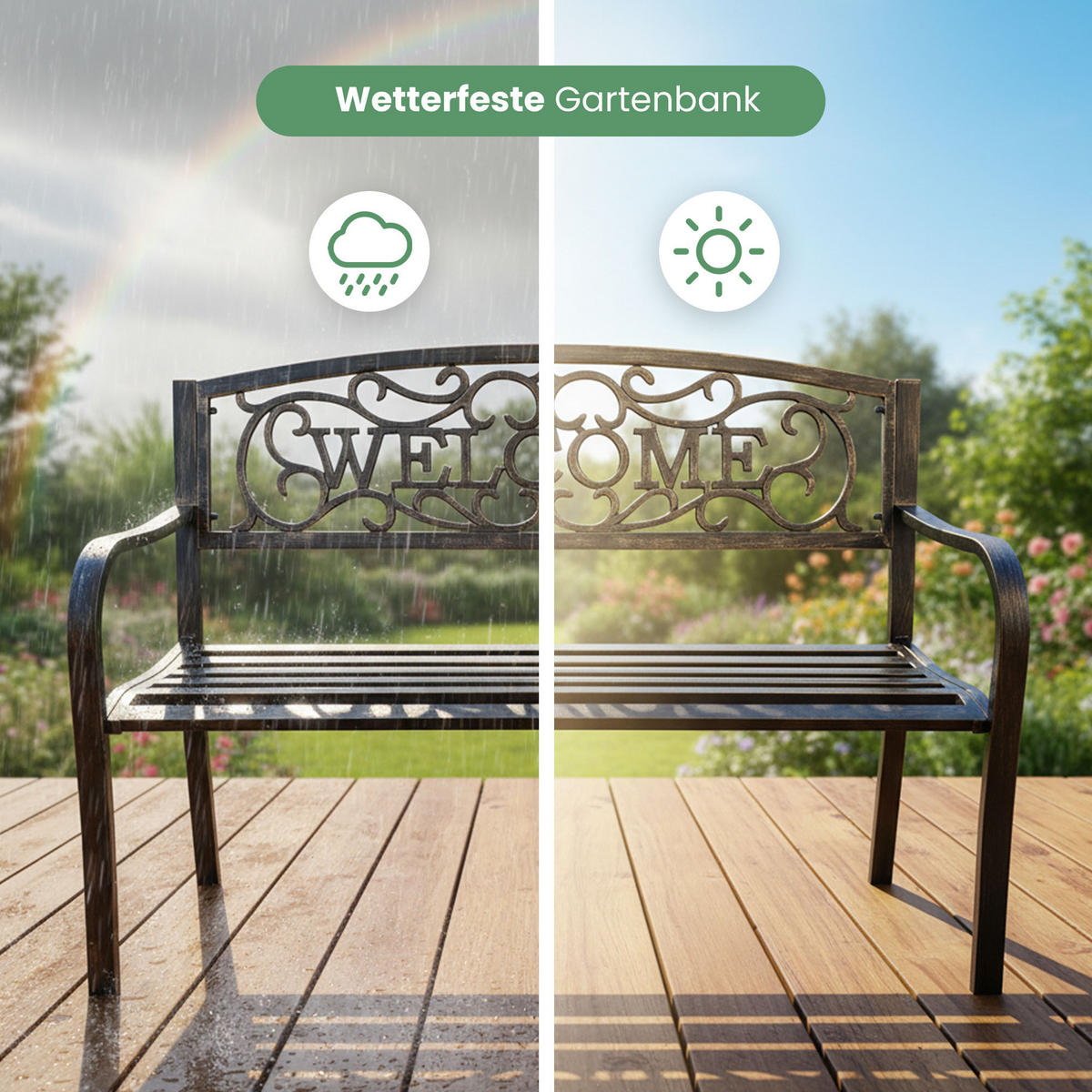 GARTENBANK IRYS Braun 127 x 86 x 62 cm - Braun, Metall (127/86/62cm) - Akord