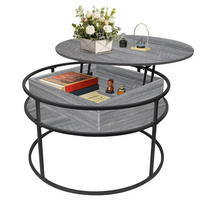 COUCHTISCH rund 80 cm Lift-Top Holz Beistelltisch Grau - Grau, Holz (80/80/60cm) - Kaket