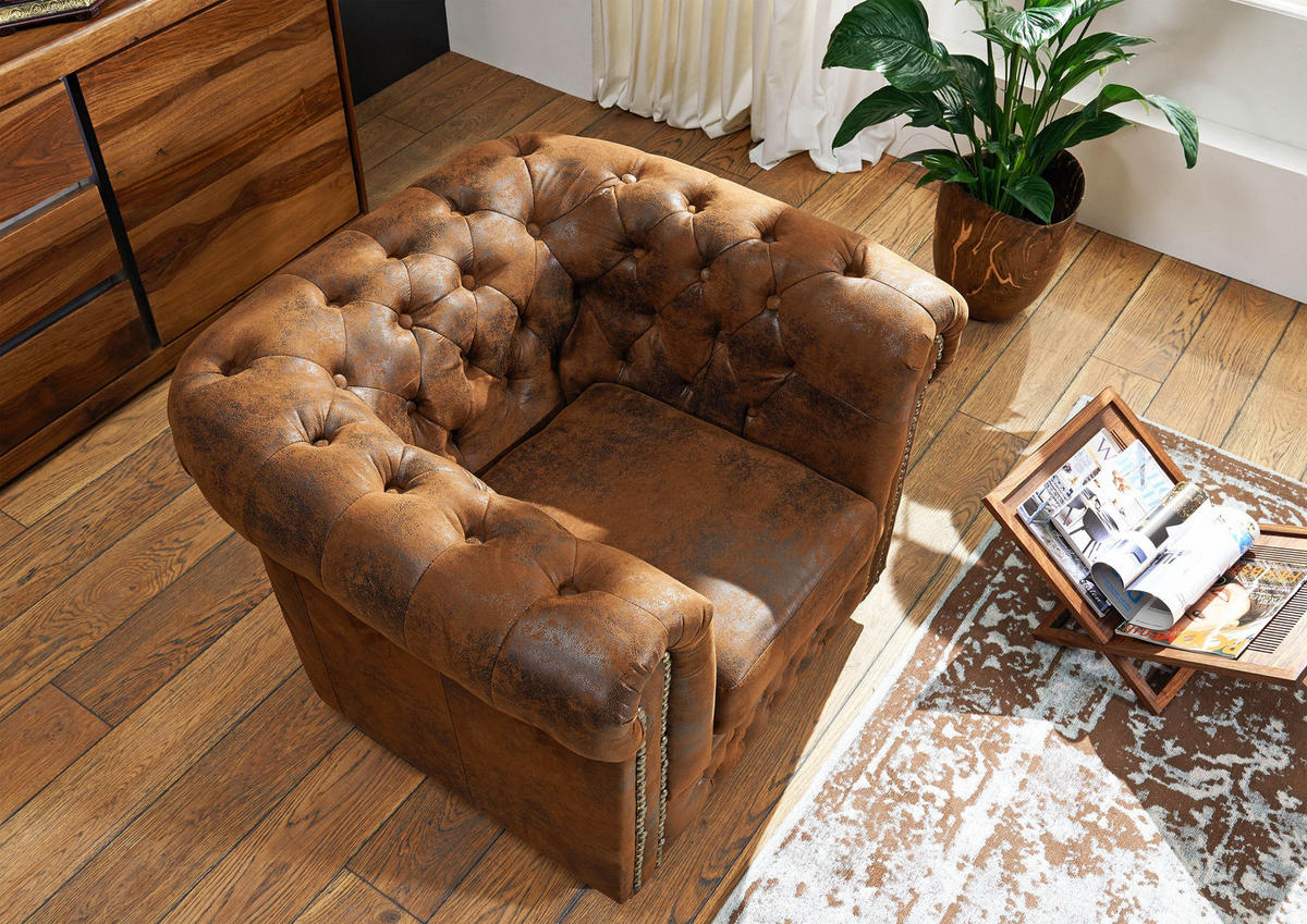 SESSEL 94x86x72 braun CHESTERFIELD - Braun, Kunststoff (94/72/86cm) - Massivmoebel24