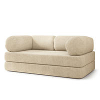POHOVKA z pěny EIREN s funkcí spaní Buklé látka Krémová - krémová, textil (170/68/80cm) - MASSENO