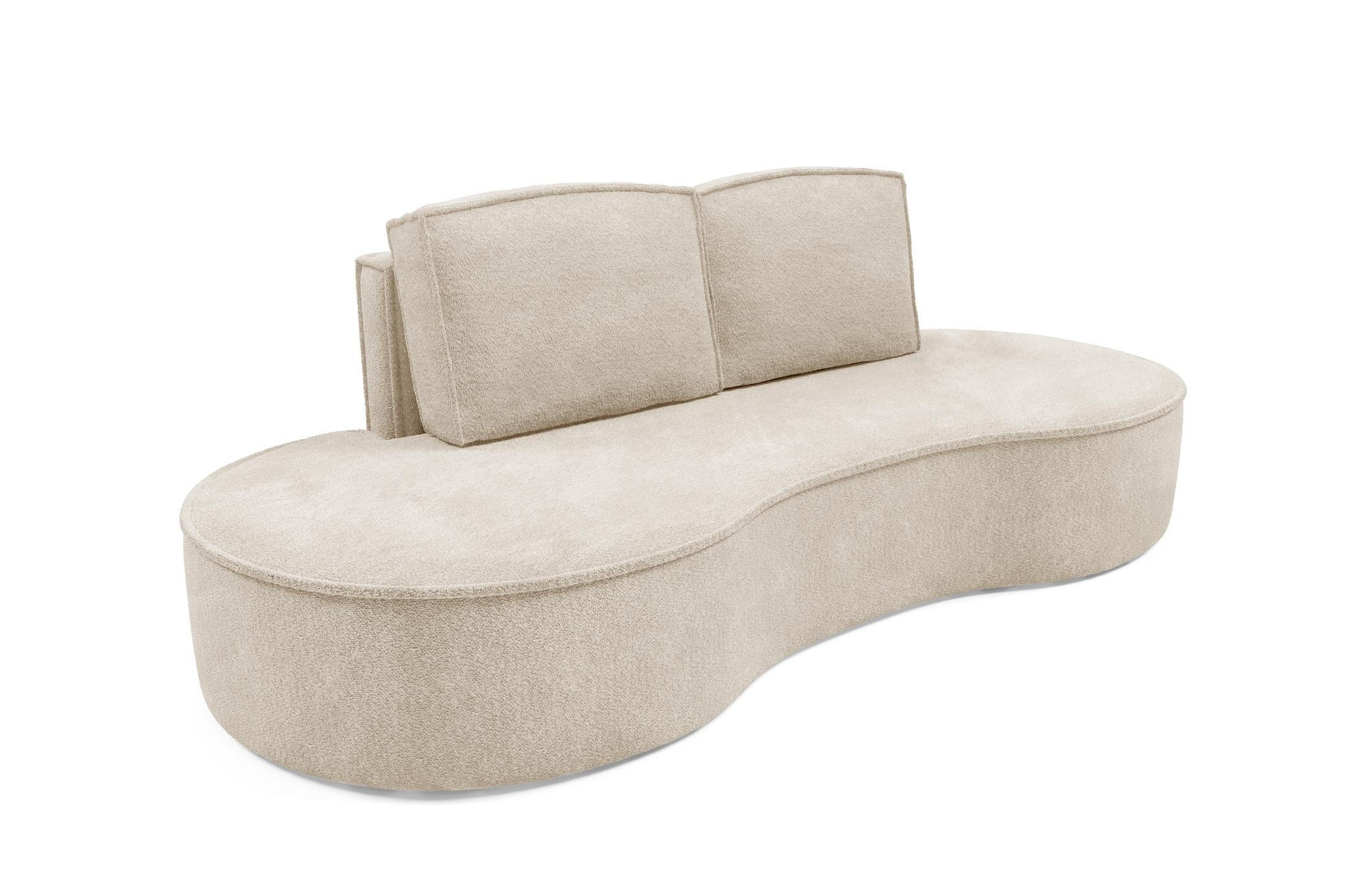 SOFA Flow Beige, mit Kissen in Abriamo Stoff - Beige, Holzwerkstoff (234/88/101cm) - Bettso