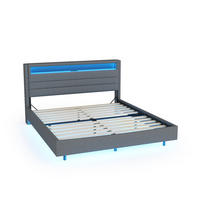 POLSTERBETT 160/200 cm Grau mit LED-Beleuchtung und USB-Anschluss - Grau, Textil (160/200cm) - Flora Grace