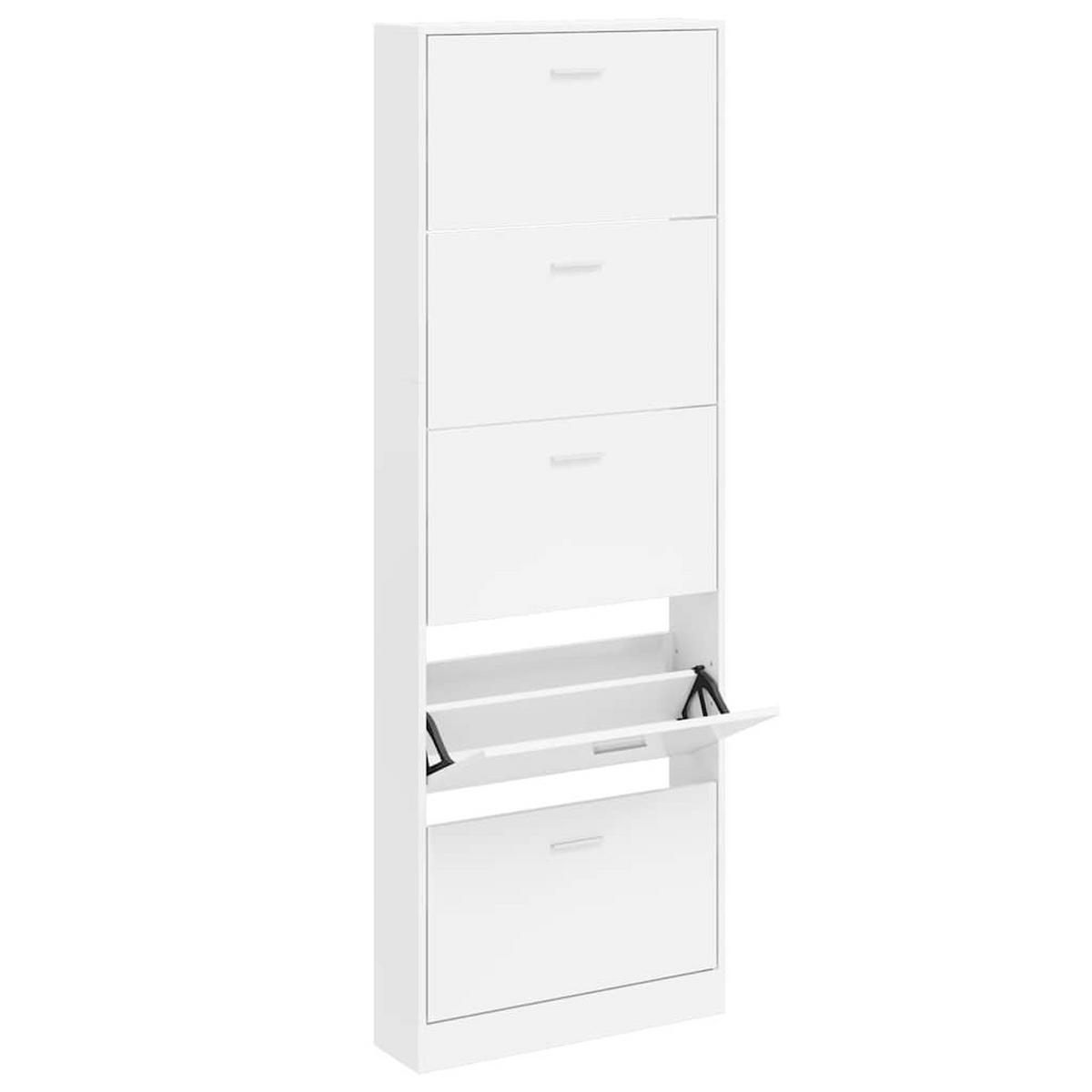 SCHUHSCHRANK Mit 5 Schuhkippern Weiss Holz - Weiß, Holz (17/169/59cm) - vidaXL