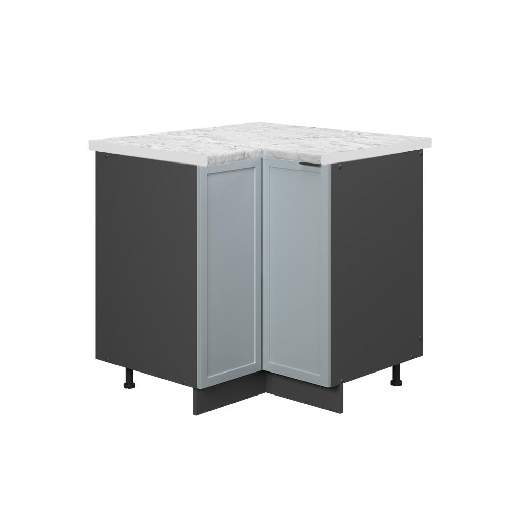 ECKUNTERSCHRANK Fame-Line Hellblau-grau 80.5 cm, AP Marmor - Anthrazit/Blaugrau, Holzwerkstoff (80.5/82/60cm) - Vicco