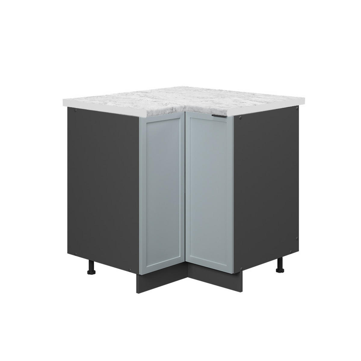 ECKUNTERSCHRANK Fame-Line Hellblau-grau 80.5 cm, AP Marmor - Anthrazit/Blaugrau, Holzwerkstoff (80.5/82/60cm) - Vicco