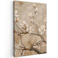 LEINWANDBILD - Blumen - Modern - Beige - Weiß - Blüte - 20x30 - Bilder - Beige, Textil (20/30cm) - MuchoWow
