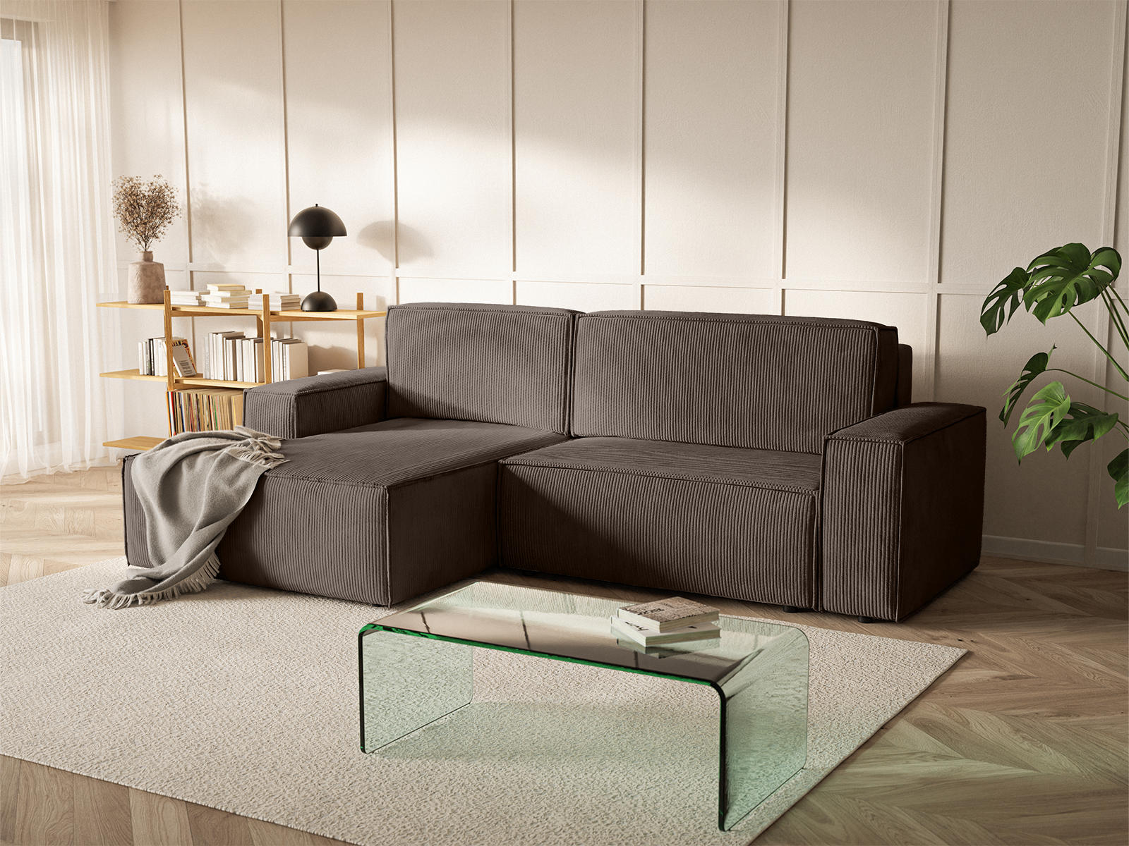 ECKSOFA Kokko mit Schlaffunktion, Braun - Braun, Textil (267/167cm) - Fedve