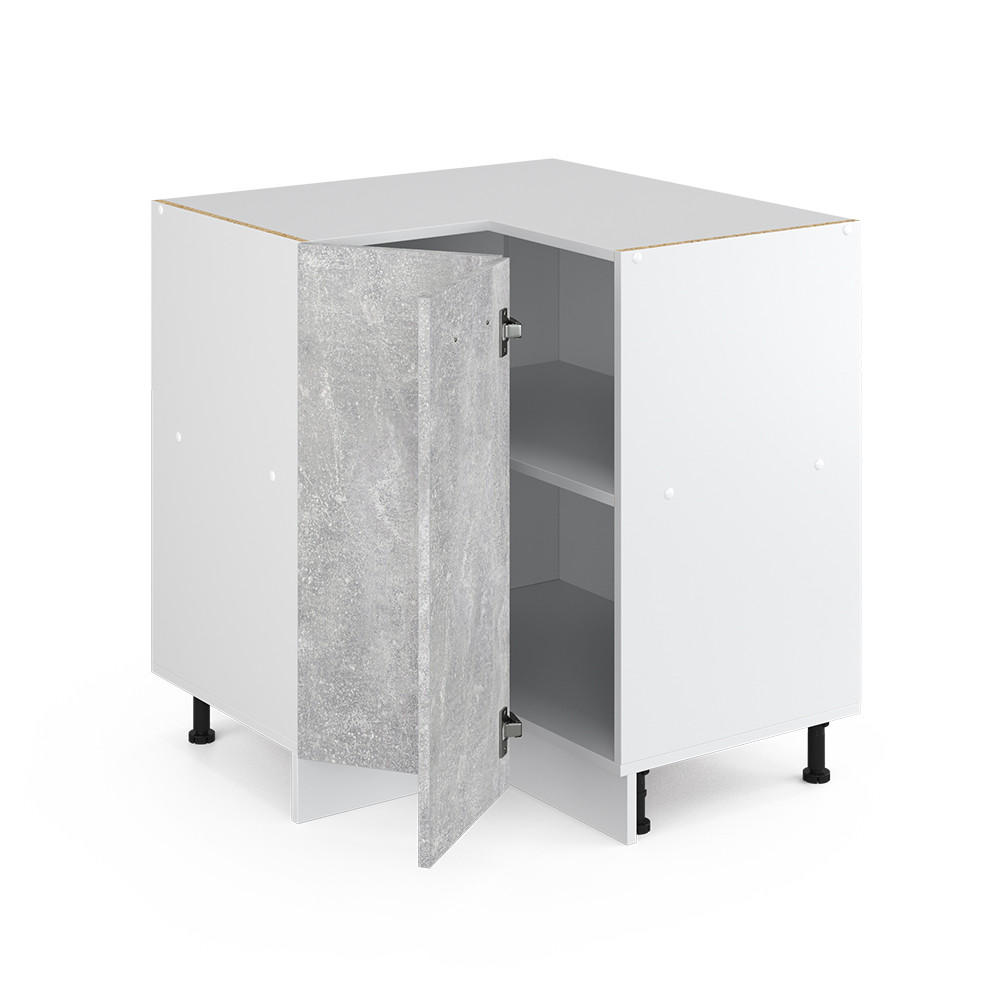 ECKUNTERSCHRANK R-Line Beton 75.6 cm ohne AP - Schieferfarben/Hellgrau, Holzwerkstoff (75.6/81.6/46cm) - Vicco