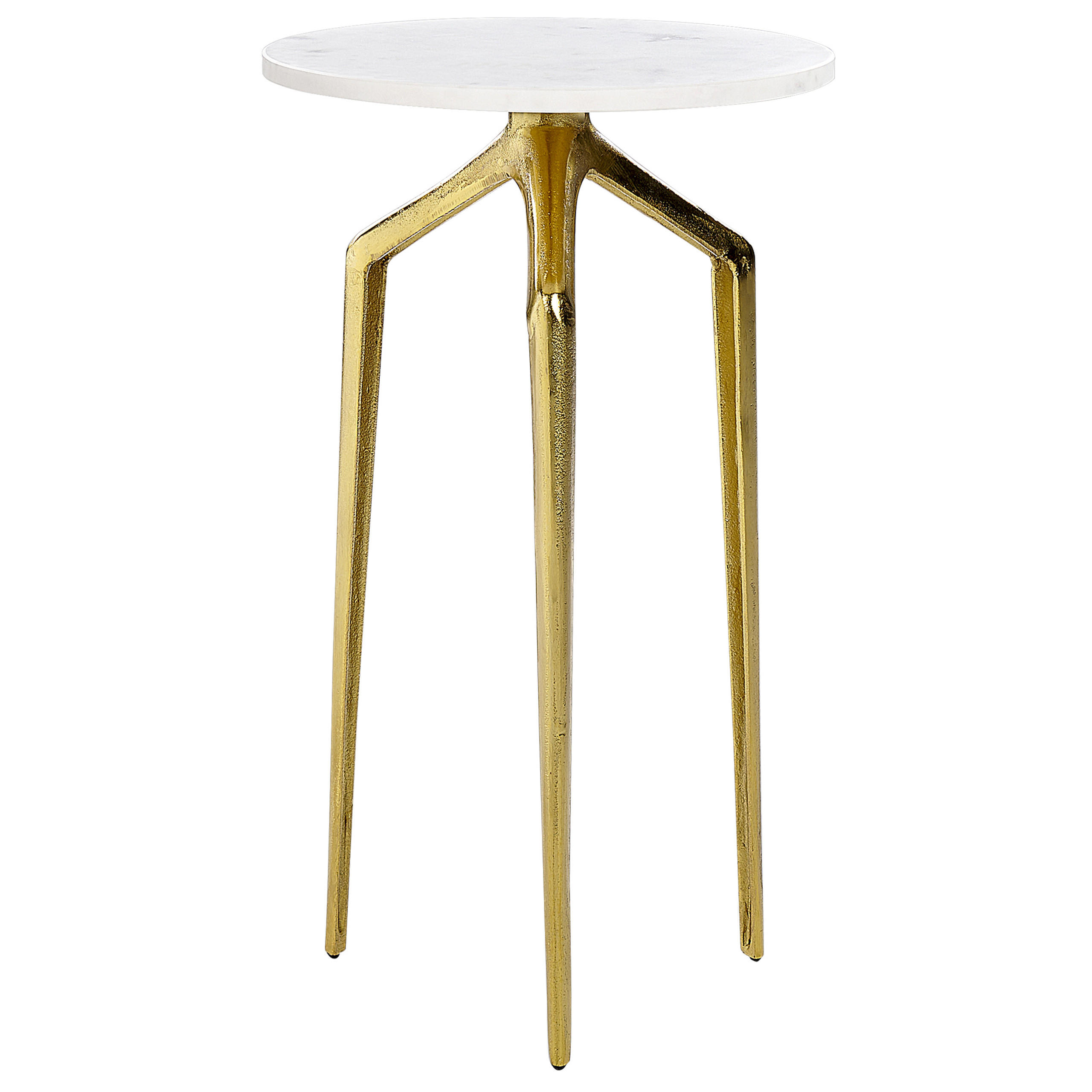 BEISTELLTISCH Marmor weiß/gold rund 30 cm Tilpa - Goldfarben/Weiß, Stein (30/30/54cm) - Beliani