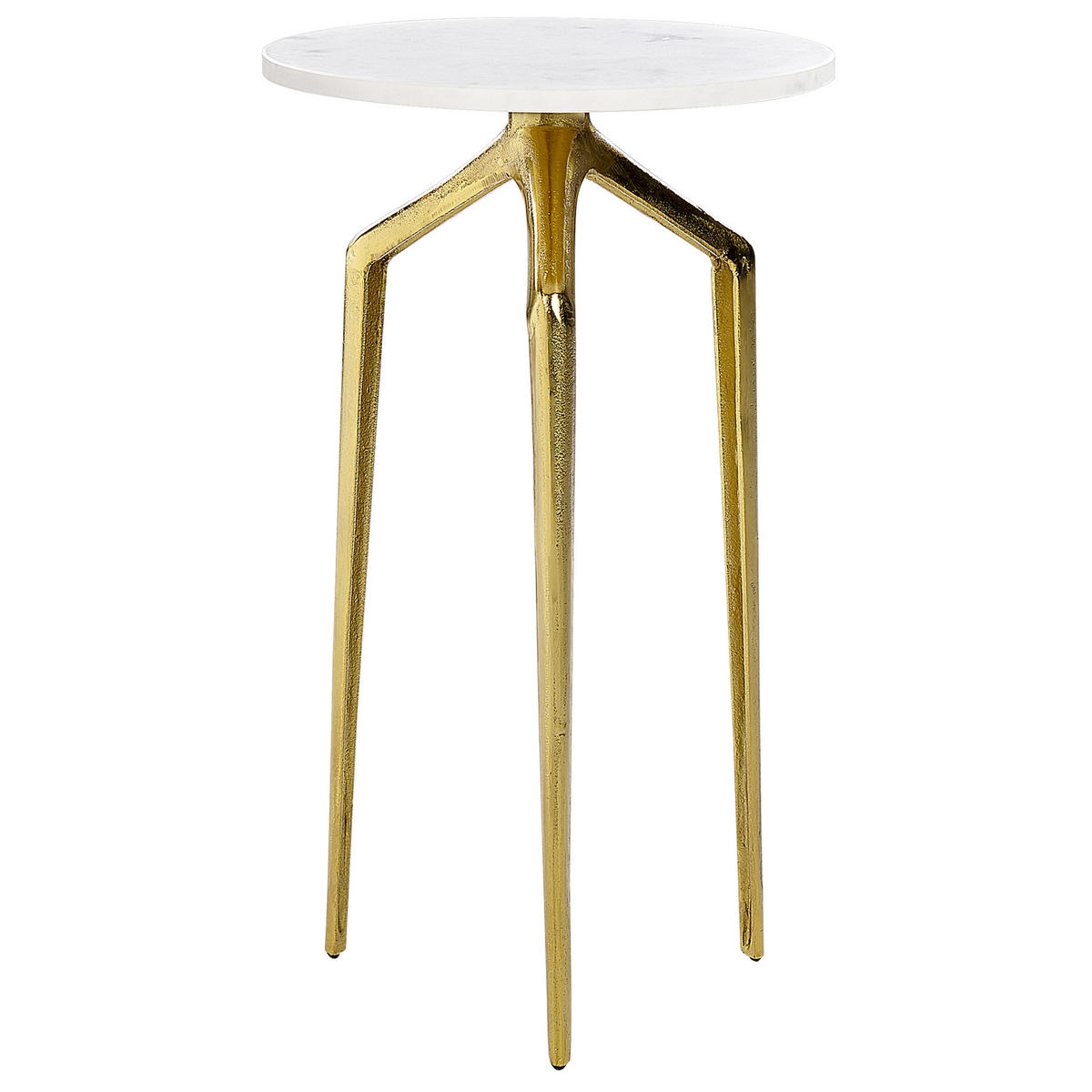BEISTELLTISCH Marmor weiß/gold rund 30 cm Tilpa - Goldfarben/Weiß, Stein (30/30/54cm) - Beliani